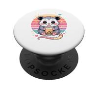 Possum Kawaii Buveur De Bubble Tea Pastel PopSockets PopGrip Adhésif