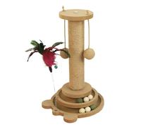 Post de griffage de chat - Poteau à gratter pour chat intérieur | Cat Scratcher Post | 4 en 1 Sisal Cat Post | Centre d'activités verticales avec 2 boules en sisal et jouet balle pour pro