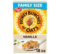 Post Honey Bunches of Oats Céréales de petit-déjeuner à la vanille, céréales à la vanille avec grappes d'avoine et de céréales, boîte de 530 ml