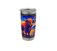 Post-impressionnisme vache Highland Gobelet isotherme en acier inoxydable double paroi