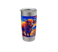 Post-impressionnisme vache Highland Gobelet isotherme en acier inoxydable double paroi