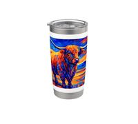 Post-impressionnisme vache Highland Gobelet isotherme en acier inoxydable double paroi