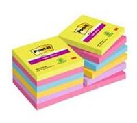 Post-It 654-12SS-UC Carré Bleu, Vert, Rose, Violet, Jaune 90 feuilles Auto-adhésif G