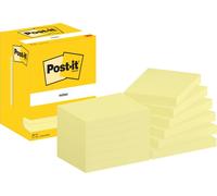 Post-it Notes repositionnables rectangle 76 x 102 Jaune - lot de 12 blocs de 100 feuilles