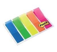 Post-it Notes d'index 683HF5 Étui transparent 11,9x43,2 mm 5 blocs de 20 - 5 couleurs