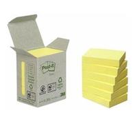 Post-it – Notes repositionnables recyclées jaunes 38 x 51 mm – Bloc 100 feuilles – Lot de 6