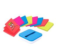 POST-IT 8 blocs Z-Notes Super Sticky couleurs 76x76mm + dévidoir BOX bleu/blanc