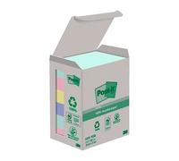 Post-it - Notes autocollantes Pack 6 blocs, 100 f./bloc, 38×51 mm, recyclées (vert/rose/jaune/bleu)