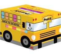 Post-It Back To School Bus Notes Super Adhésives, Grand Pack - 8 Blocs, 90 Feuilles Par Bloc, 63,5 Mm X 76 Mm - Ensemble De Papeterie En Couleurs Multiples, Cadeaux Pour Étudiants Et Enseignants