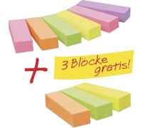 Post-it Bandes adhésives 670-6+3 15 mm x 50 mm rose fluorescent, vert fluorescent, jaune fluorescent, orange fluorescent, violet 900 feuille(s)