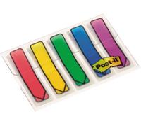 3M Post-it Index flèches 684ARR1, 11,9 mm x 43,2 mm, bleu, jaune, vert, violet, rouge, 5 x 20 bandes adhésives x24 morceau