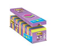 Post-it Note adhésive 654SE24P 76 mm x 76 mm orange fluorescent, vert fluorescent, rose ultra, bleu