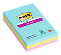 Notes Repositionnables Post-It Super Sticky 152 (H) X 101 (L) Mm 70 G/M² Assortiment - 3 Unités De 90 Feuilles