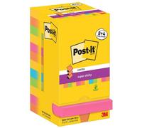 Post-It Bloc-Note Adhésif Super Sticky Z-Notes, 76 X 76 Mm Jaune, Vert, Rose