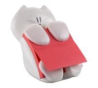 Post-it Dévidoir, Forme Chat avec 1 Bloc de Post-it Z-Notes 90 Feuilles, 76 mm x 76 mm, Couleur Rose - Utilisation Facile d'une Seule main