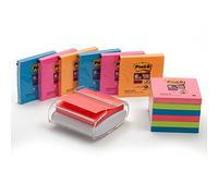 Post-it Distributeur blanc de Z-Notes Pro Desk avec Z-Notes 76 x 76 mm Collections Bangkok et Bora-Bora Couleurs Assorties 12 x 100 feuilles PRO-W-12SSCOL-R330