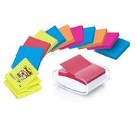 Post-it Distributeur Pro Desk blanc avec Z-Notes 76×76 mm Collections Bangkok et Bora-Bora 12x100