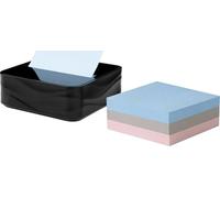 Post-it Distributeur de notes, noir moderne, lot comprenant un distributeur et 3 blocs-notes super adhésifs, 2 fois plus de pouvoir collant (WAVE-330-BKVP)