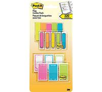 Post-It drapeaux Combo Pack, 200 - ½ 1/large en rouge, jaune, rose, bleu et vert ; Plus 120-2,5 cm de large en rose, bleu et vert (683-xlb)