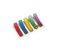 Post-it étui transparent pour notes dindex 11,9 x 43,2 mm avec 5 blocs de 20 notes (rouge bleu jaune vert violet) Rouge