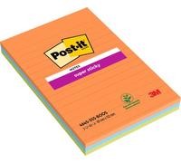 Post-it Notes autocollantes Super Sticky – Grand format XXL lignées 101×152 mm, 3 blocs (45 f/bloc)