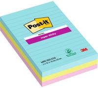 Post-it Grandes Notes Super Sticky Lignées 3 Blocs (270 Feuilles) 101x152mm | Notes Autocollantes Super Adhésives pour Réunions, Listes et Rappels ; Repositionnables, Adhèrent aux Surfaces Verticales