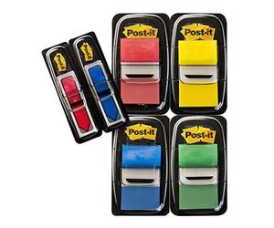 Post-it Index Marque-Pages, 4 + 2 Dévidoirs GRATUITS, 25,4 mm x 43,2 mm | Pour Marquer, Surligner Ou Coder Les Infos Importantes ; Adhère Bien, Inscriptible, avec Dévidoir à Une Main