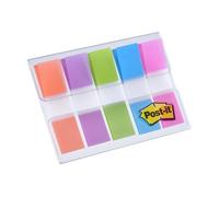 Post-it Marque-pages petit – 100 marque-pages translucides 11,9 × 43,2 mm (orange, violet, bleu, vert)