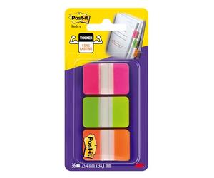 Post-it Index Onglets Résistants, 36 Signets, 25,4 x 38,1 mm, Lot Couleurs | Marque-Pages Adhésifs Épais et Résistants pour Organiser Agendas et Classeurs ; Durables, Inscriptibles et Repositionnables