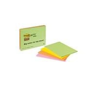 Post-It - Lot 4 blocs assortis Super Sticky 45 feuilles 20x14,9cm - Néon Rose/Vert/Orange/Jaune
