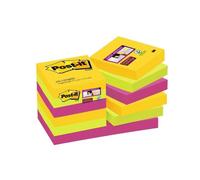 POST-IT Lot de 12 bloc-notes Super Sticky - Couleurs Rio - 47,6 x 47,6 mm