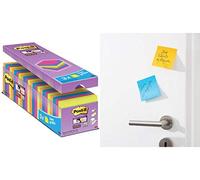 Post-it Note adhésive 654SE24P Super Sticky 76x76 mm, 90 f. bloc, Pack 24 – orange/vert/rose/bleu