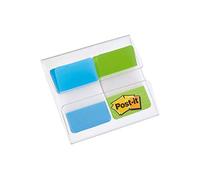 3M Post-it Index Strong 686-AL, 25,4 mm x 43,2 mm, turquoise, vert citron, 2 x 8 bandes adhésives x24 morceau