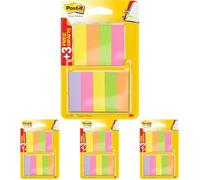 Post-It Marque-Pages En Papier, Couleurs Assorties, 15 mm x 50 mm, Pack Promotionnel, 100 Feuilles, 6 Blocs + 3 Gratuits (Lot de 4)