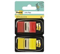 3M Post-it Index I680-RY2, 25,4 mm x 43,2 mm, jaune, rouge, 2 x 50 bandes adhésives en distributeur x24 morceau