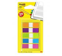 Post-It Marque-Pages, Petit, Couleurs Translucides,100 Marque-Pages, 11.9 mm x 43.2 mm - Pour Marquer, Surligner ou Codifier des Informations