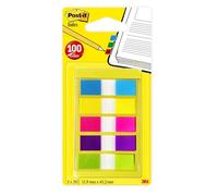 Post-it Marque-Pages, Petit, Couleurs Assorties, 11.9 mm x 43.2 mm, 60 Marque-Pages + 40 Gratuits - Pour Marquer, Surligner ou Codifier des Informations