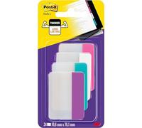 Post-it Marque-Pages Rigides - 24 Onglets, 50.8 mm x 38.1 mm, Rose, Blanc, Cyan, Violet - Marque-pages Adhésifs pour Documents et Annotations