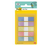 Post-it Marque-pages souples repositionnables 11,9 x 43,2 mm - Blister dévidoir de 5 blocs de 20 fanions couleurs pastel assorties
