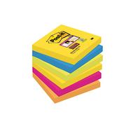 Post-it Note adhésive 6546SR 76 mm x 76 mm vert fluorescent, bleu ultra, jaune ultra, rose ultra, orange fluorescent 540