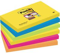 Post-it Note adhésive 6556SR 127 x 76 mm – vert fluorescent, orange fluorescent, bleu ultra, jaune