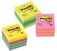 Post-it Bloc cube de notes adhésives 2051-U 51 x 40 mm bleu/jaune/vert/rose 400 feuilles