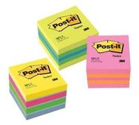 Post-it Bloc cube de notes adhésives 2051-U 51 x 40 mm bleu/jaune/vert/rose 400 feuilles