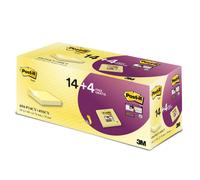 Post-it Notes, 14 + 4 Blocs GRATUITS (1760 Feuilles), 76 mm x 76 mm, Jaune | Notes Autocollantes pour Mémos et Planification ; Se Retirent Proprement, Idéales pour Coder, Organiser, Capturer Les Idées