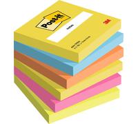 POST-IT Notes adhésifs Notes Energetic Collection 76x76 mm, assortis, 6 x 100 feuilles