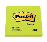 Post-it notes adhésives 76 x 76 mm vert fluo 100 feuilles