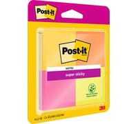 Post-it notes adhésives Super Sticky 6910YPOG 48x48mm assorties. 4pcs