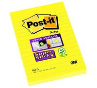 Post-it notes adhésives Super Sticky Notes 102x152 mm ligné jaune narcisse 75 feuilles