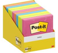 Post-it Notes Autocollantes, Couleurs Assorties, 10 Blocs, 100 Feuilles par Bloc, 76 mm x 76 mm, Paquet de Carton, 100% PEFC - Feuillets Adhésifs pour Prise de Notes, Listes de Tâches et Rappels