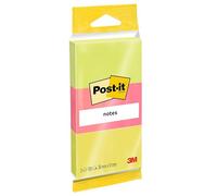 Post-it Notes Autocollantes, Couleurs Néon Assorties, Pack de 3 Blocs, 100 Feuilles par Bloc, 38 mm x 51 mm - Feuillets Adhésifs pour Prise de Notes, Listes de Tâches et Rappels